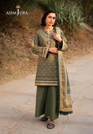 Digital Printed Lawn Shirt lawn dupatta by ASIM JOFA, Green