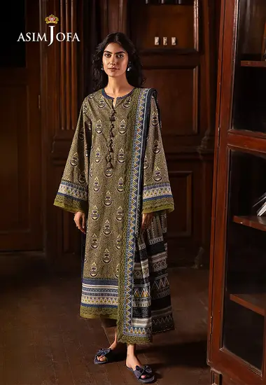 Digital Printed Lawn Shirt lawn dupatta by ASIM JOFA, Green