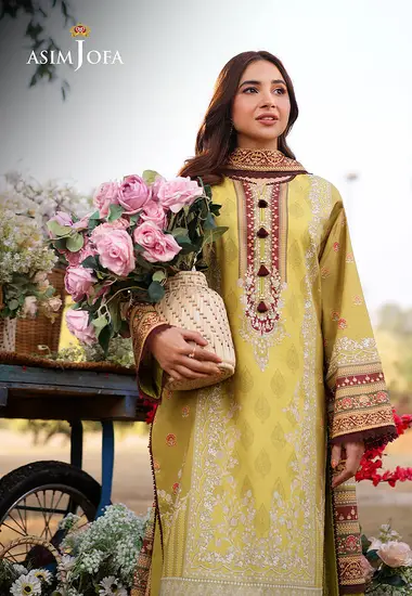 Digital Printed Lawn Shirt lawn dupatta by ASIM JOFA, Yellow