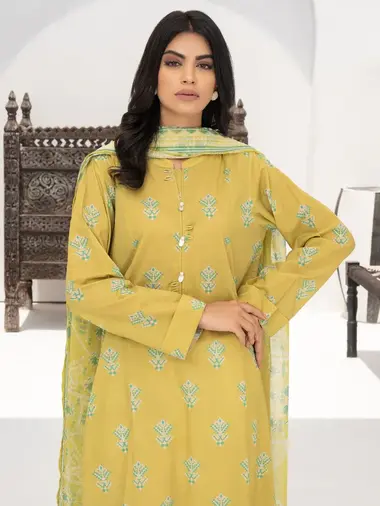 Printed shirt Chiffon dupatta by LIMELIGHT, Yellow