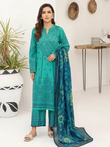 Printed shirt Voil Dupatta by LIMELIGHT, DarkGreen