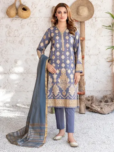 Printed Shirt dupatta by LIMELIGHT, DarkGrey