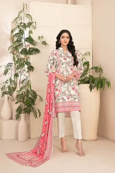 Digital Printed Lawn Shirt Printed Dupatta by TAWAKKAL, DeepPink