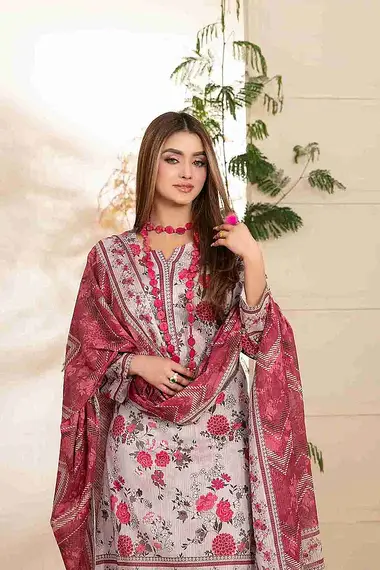 Digital Printed Lawn Shirt Printed Dupatta by TAWAKKAL, LightPink