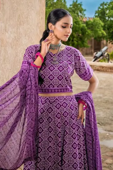 Printed Cambric Shirt And Dupatta by ZESH TEXTILE, MediumPurple