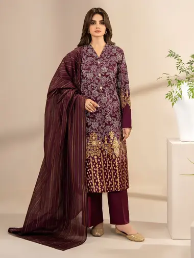 Printed Shirt dupatta by LIMELIGHT, DarkRed