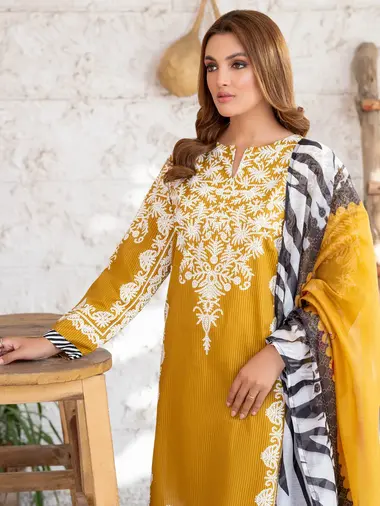 Printed Shirt dupatta by LIMELIGHT, yellow