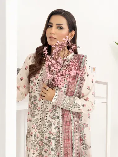 Printed Shirt  dupatta by LIMELIGHT, Beige