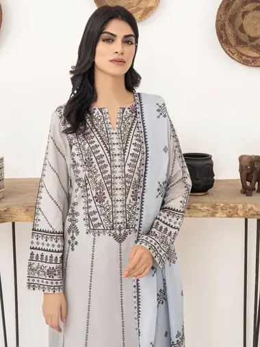 Printed shirt Voil dupatta by LIMELIGHT, DarkGray