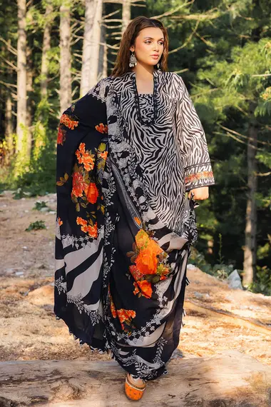 Embroidered Shirt And Shawl ANW4-03 by charizma, Black