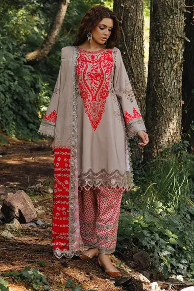 Embroidered Shirt And Shawl ANW4-04 by charizma, Grey