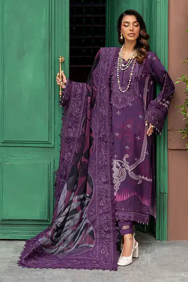 Embroidered Shirt And Chiffon Dupatta NSG-166 by nureh, Purple