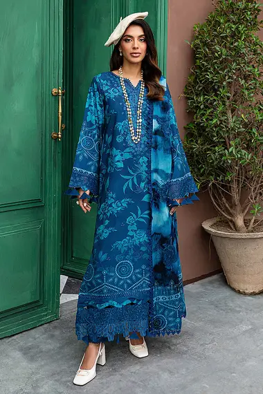 Embroidered Shirt And Chiffon Dupatta NSG-161 by nureh, Blue