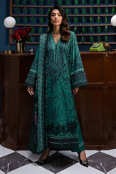 Embroidered Shirt And Chiffon Dupatta NSG-160 by nureh, Green