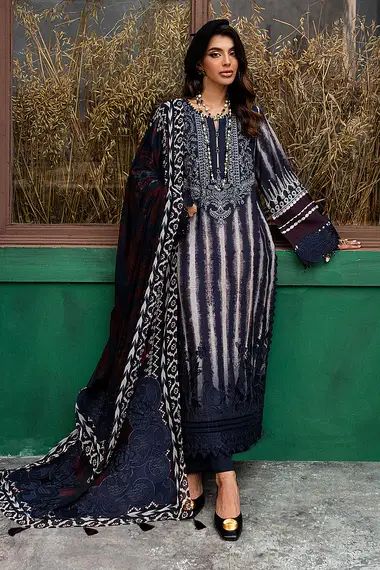 Embroidered Shirt And Chiffon Dupatta NSG-165 by nureh, DarkBlue