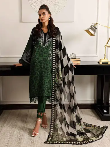 Printed Viscose Shirt Printed Chiffon Dupatta SP-127 by nureh, Green