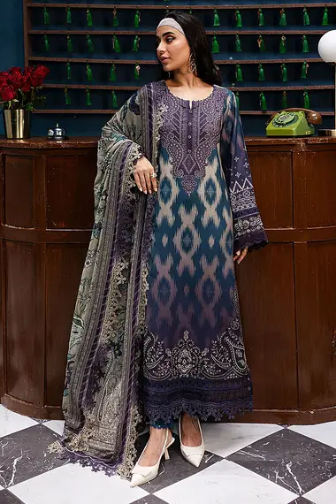 Embroidered Shirt And Chiffon Dupatta NSG-164 by nureh, Blue